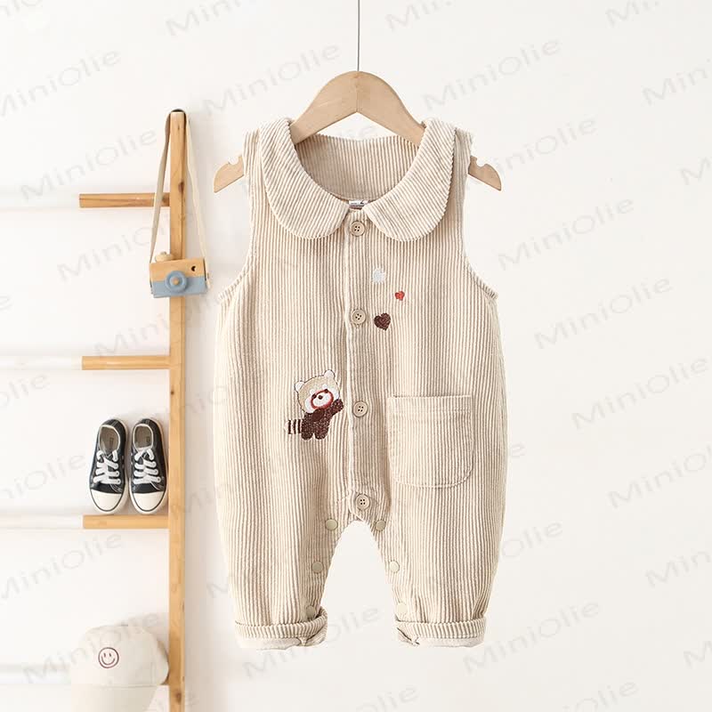 Baby Kleinkind Bär Cord Overalls mit Bärenmotiv - Beige - 3-5J - image 2
