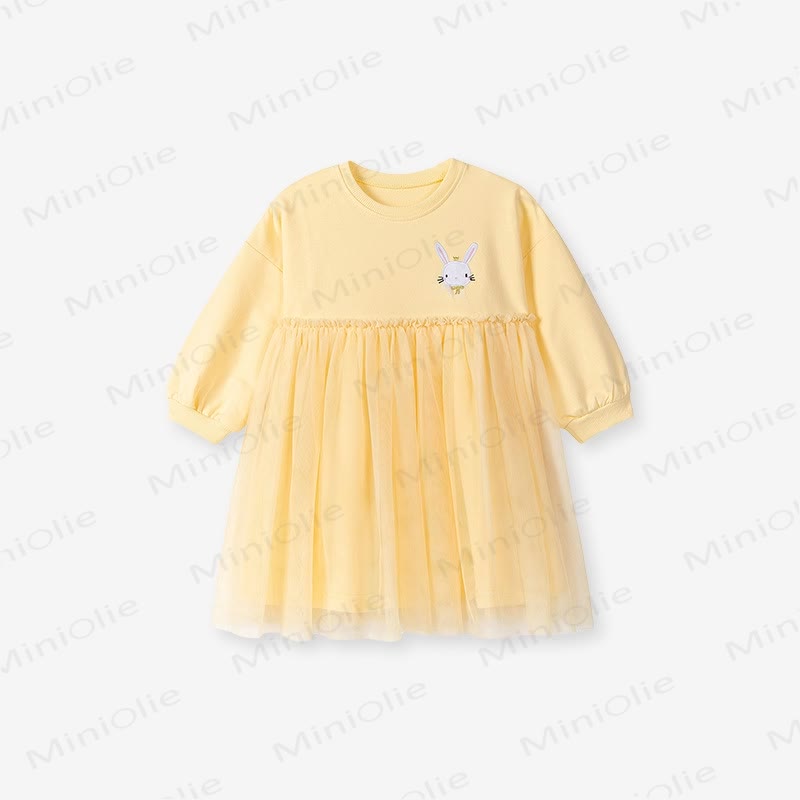 Gelbes Tüllkleid mit Häschenmuster für Kleinkinder - Gelb - 6-7J - image 1