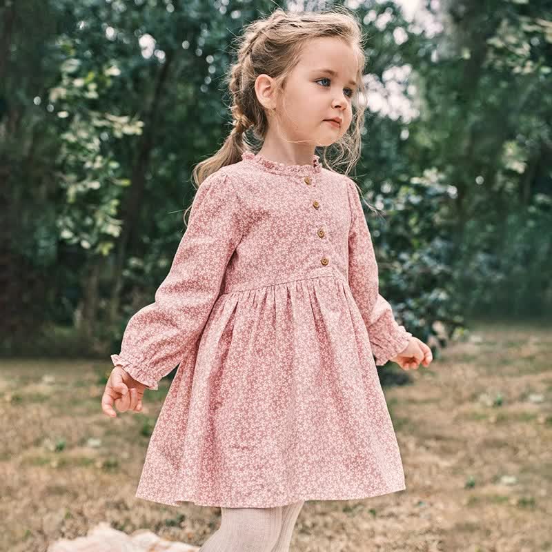 Kleinkinderkleid im Vintage-Stil mit rosa Blumenmuster - image 2