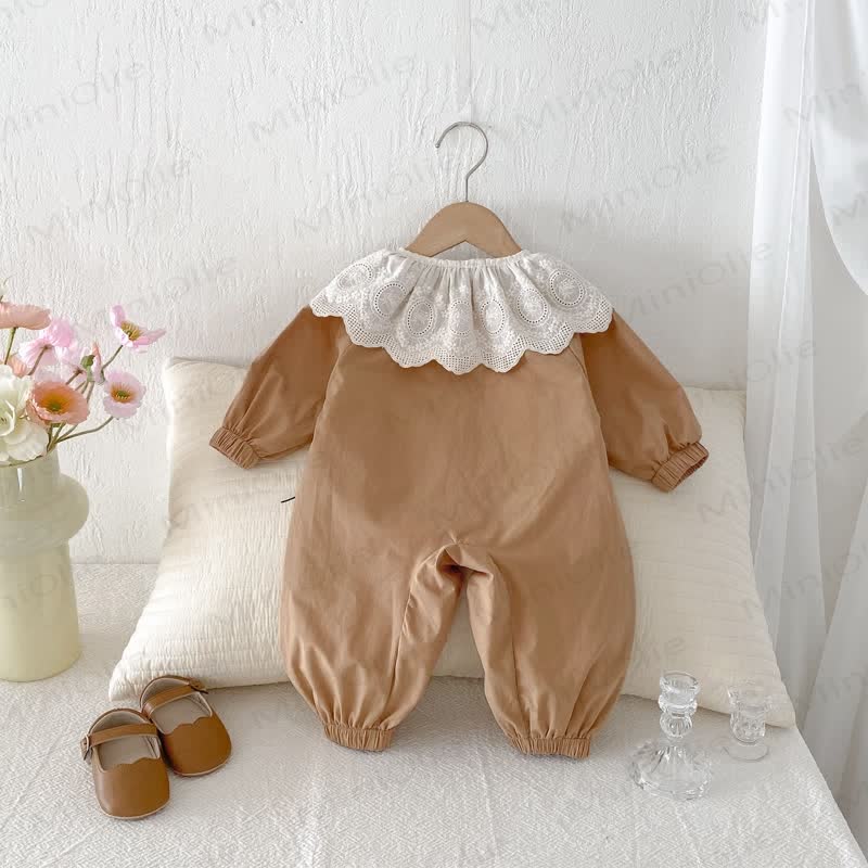 Khakifarbener Strampler mit Lace für Baby (Mädchen) - image 2