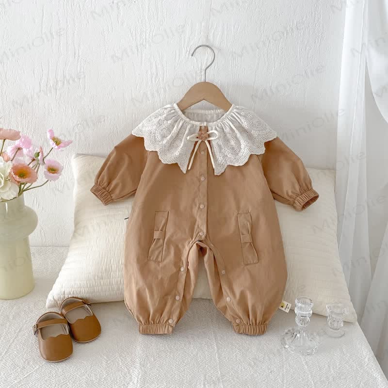 Khakifarbener Strampler mit Lace für Baby (Mädchen) - image 1