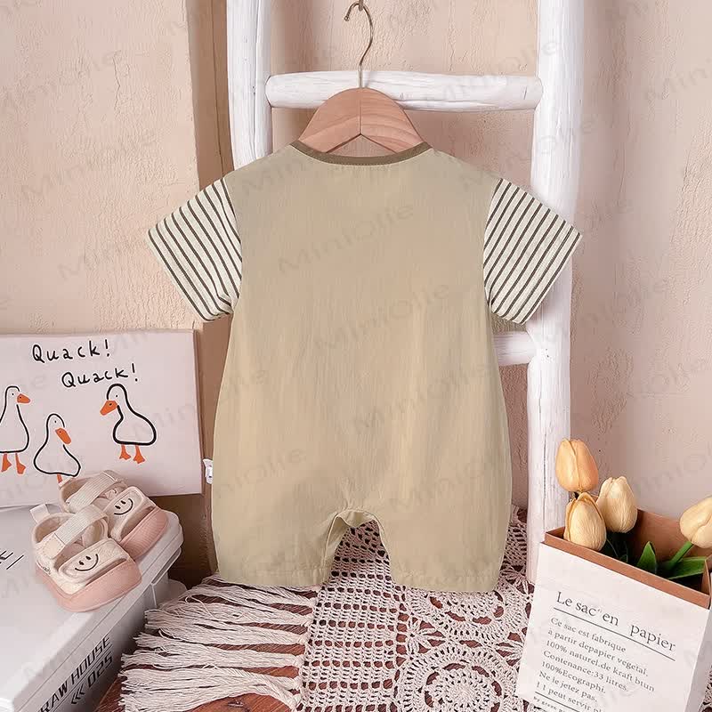 Baby Strampler mit Streifen Ärmeln in Khaki - image 2
