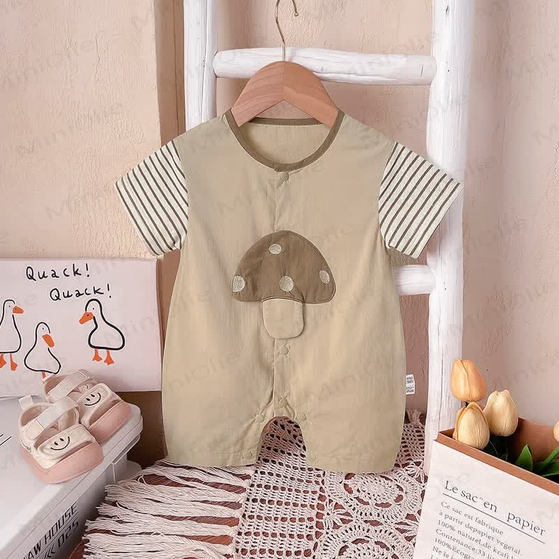 Baby Strampler mit Streifen Ärmeln in Khaki - Khaki - 18-24M - image 1