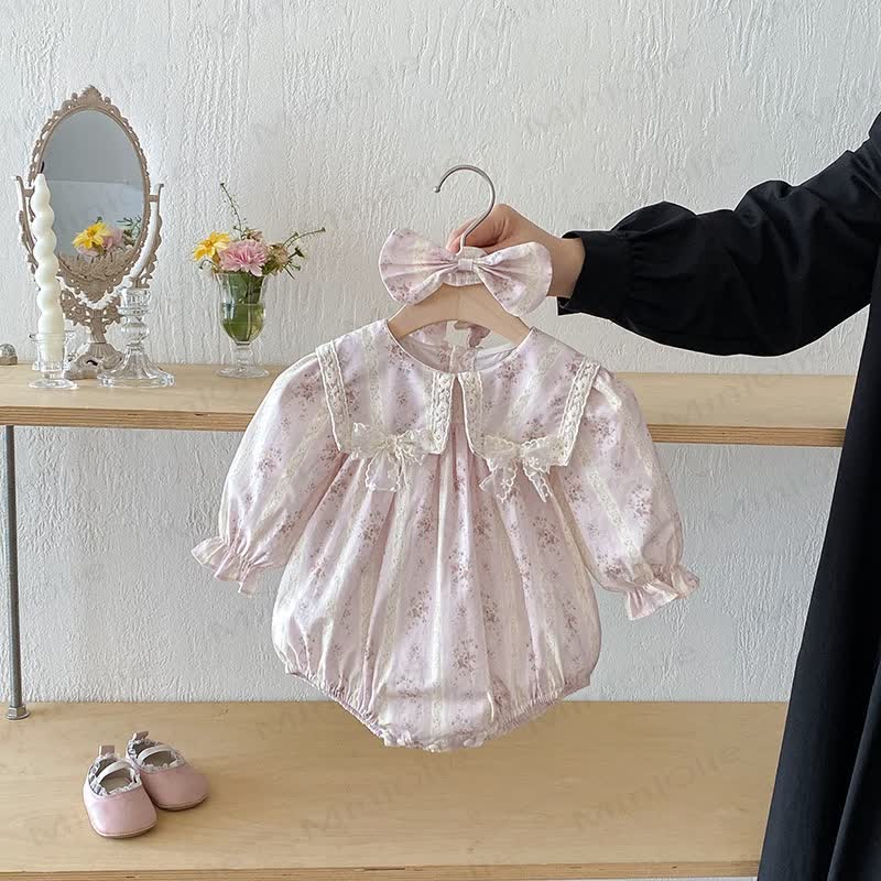 Blumen Baby Bodysuit mit Rosa und Stirnband - Rosa - 18-24M - image 1