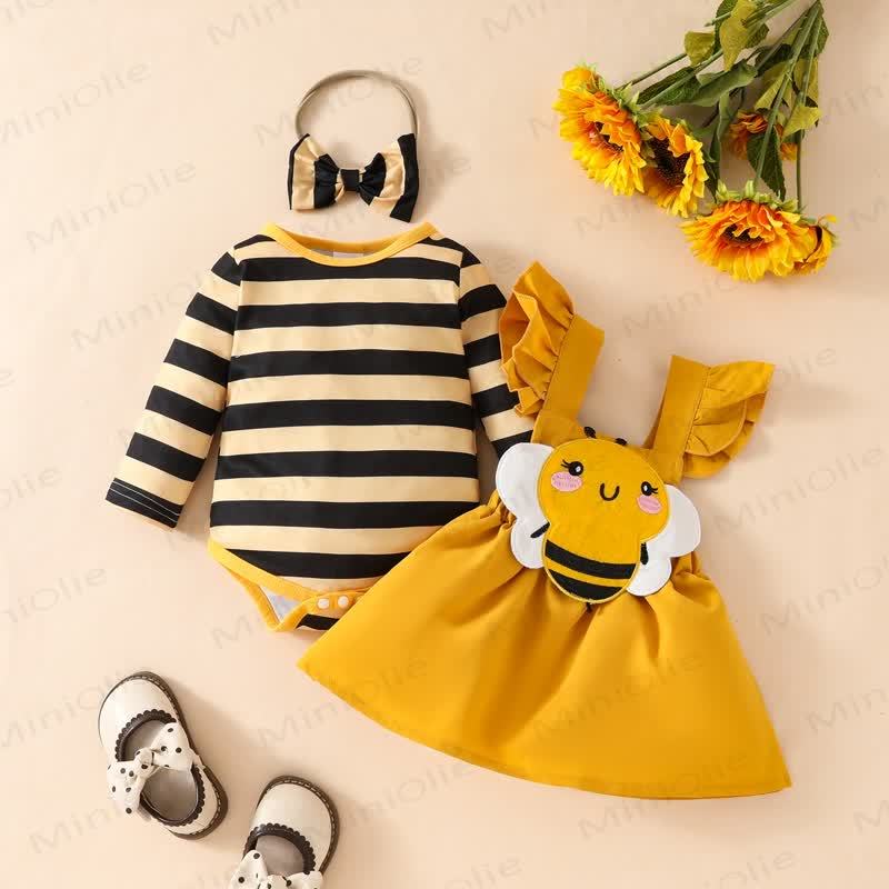 Baby 2-teiliges Biene Gelb Set mit Stirnband - image 1