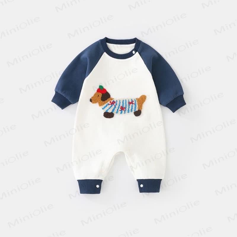 Baby -Strampler aus Plüsch mit Dackel in Strampler - Blau - 18-24M - image 2