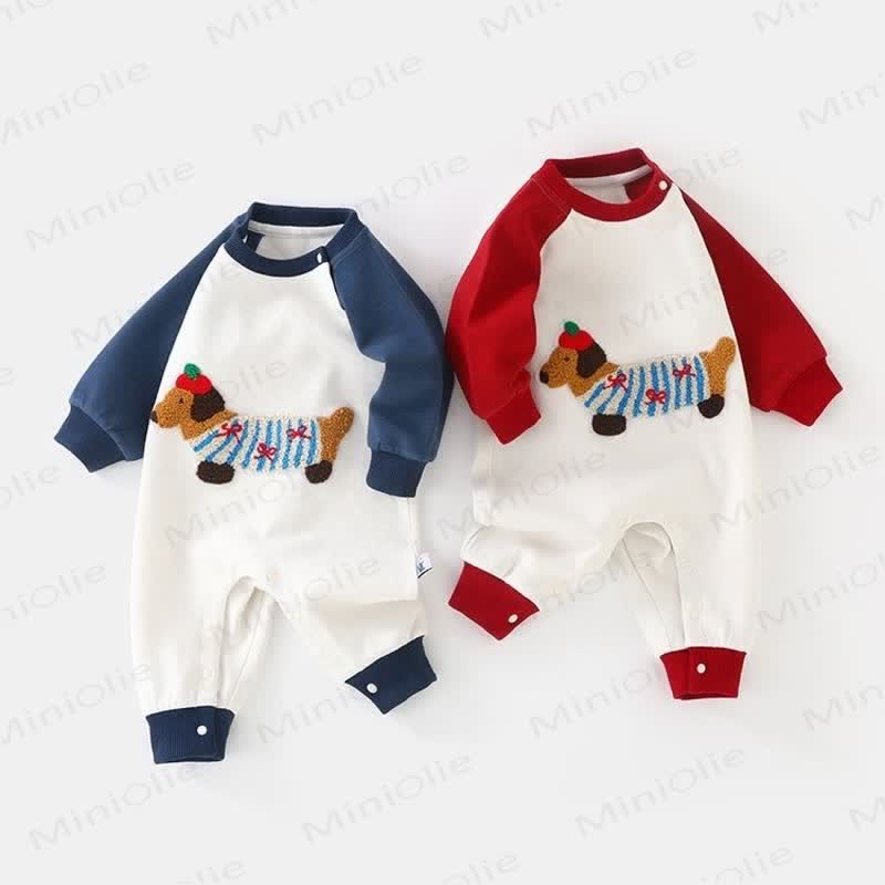 Baby -Strampler aus Plüsch mit Dackel in Strampler - image 1