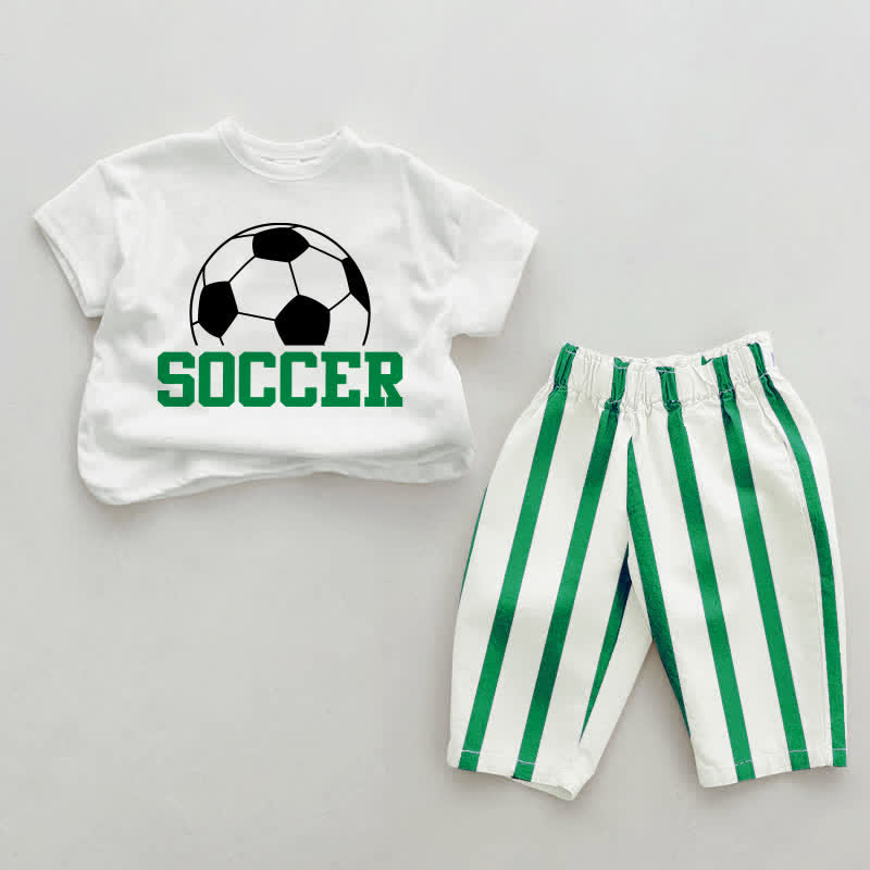 SOCCER Baby Grün Vertikal Streifen 2-teiliges Set - Weiß&Grün - 2-3J - image 1