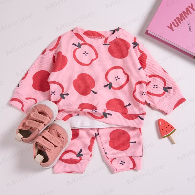 Baby Kleinkind Rosa Waffel 2-teiliges Set - Rosa - 3-5J - image 1