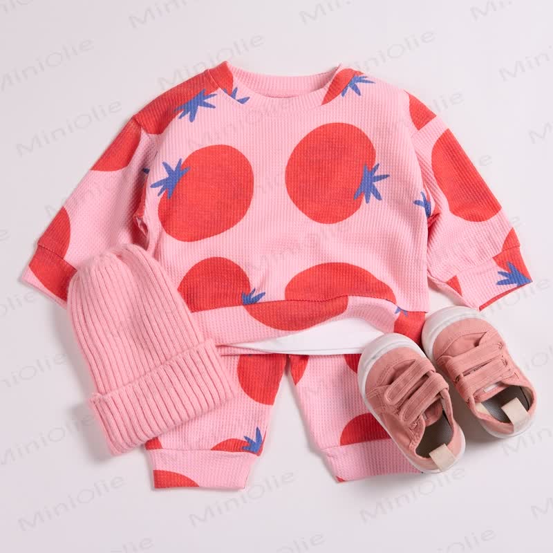 Baby Kleinkind Tomaten Rosa Waffel 2-teiliges Set - Rosa - 3-5J - image 1