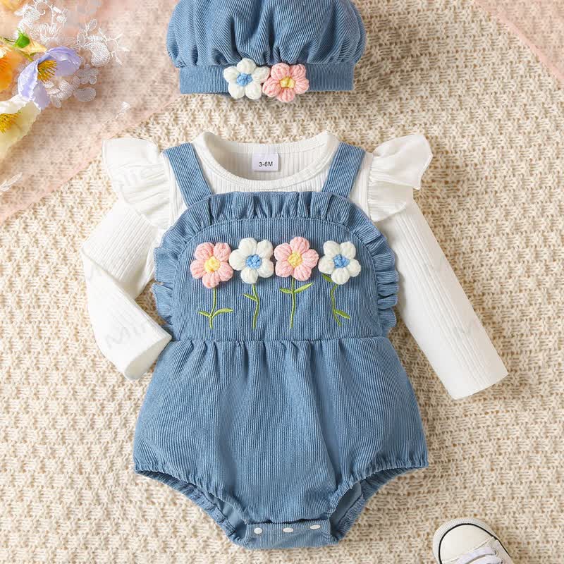 Baby Blume Cord Bodysuit mit Hut - image 2