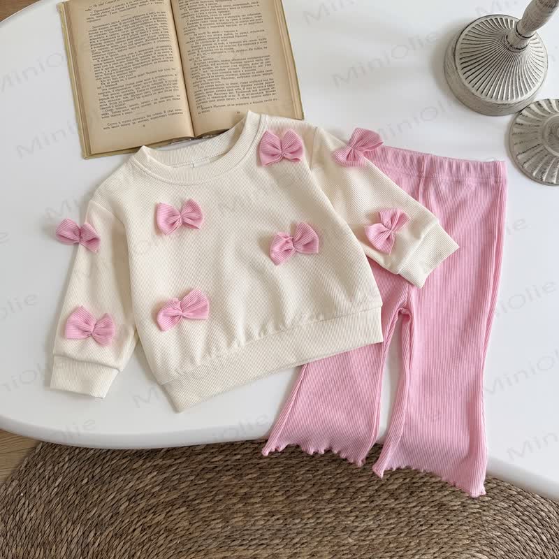 2-teiliges Baby Set aus Sweatshirt und Hose mit Schleife - image 2