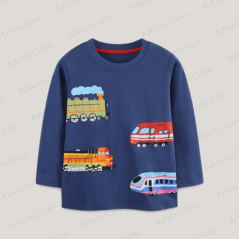 Kind Boy Cartoon Zug Blau T-Shirt - Blau - 7Y - image 1