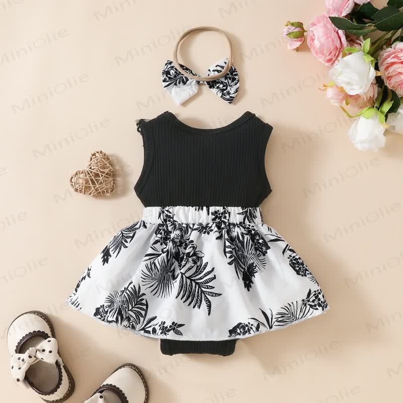 Baby Bodysuit mit geblümtem Blumen und Stirnband - image 2