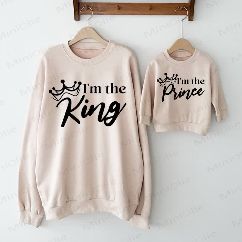 I'M THE KING\ PRINCE Beige Familien Sweatshirt - Beige - Sweatshirt für Erwachsene: XL - image 1