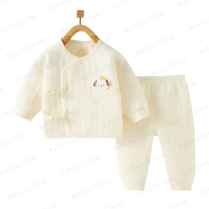 2-teiliges Pyjama Set mit Spitze und Hose für Baby mit Bär - image 2