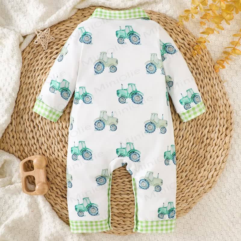 Baby Jungen Plaid mit Traktor- Strampler - image 2