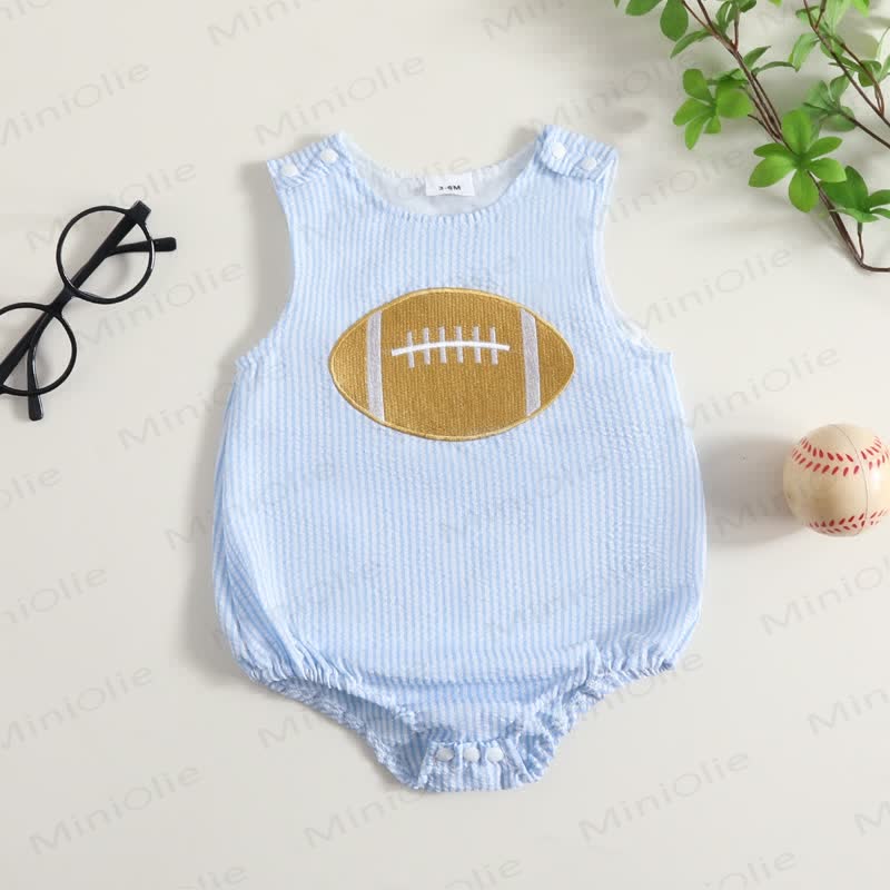 Streifen Baby -Body mit Fußball - Streifen - Blau - 12-18M - image 1