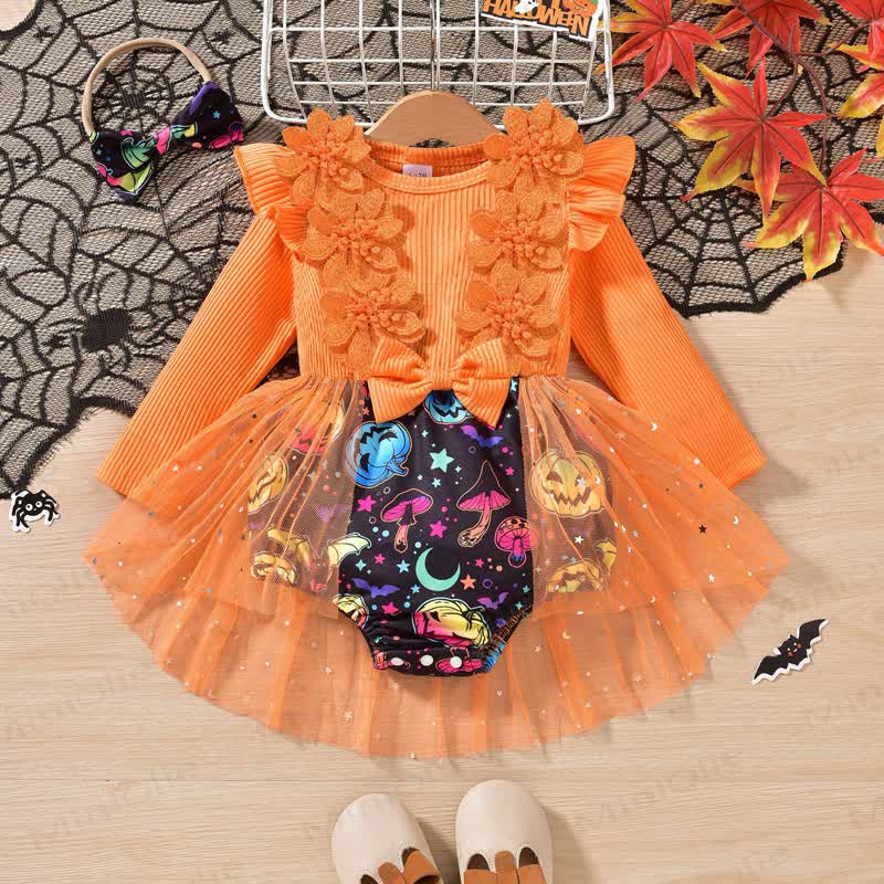 Baby - Bodysuit mit Gerippt Halloween- Rock - Orange - 12-18M - image 1