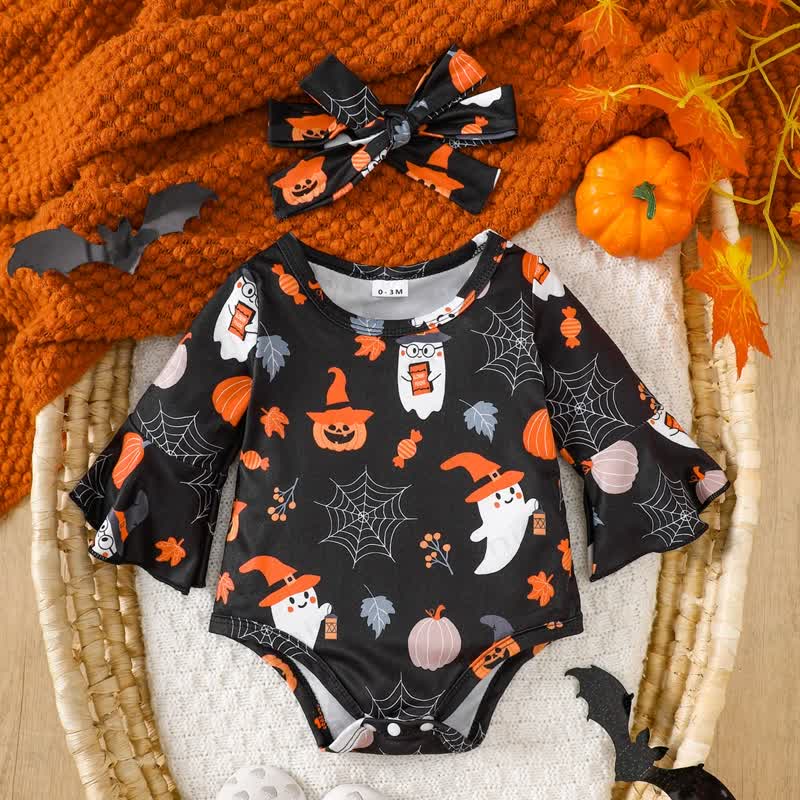 Baby Halloween Bodysuit mit Stirnband - Schwarz - 12-18M - image 1