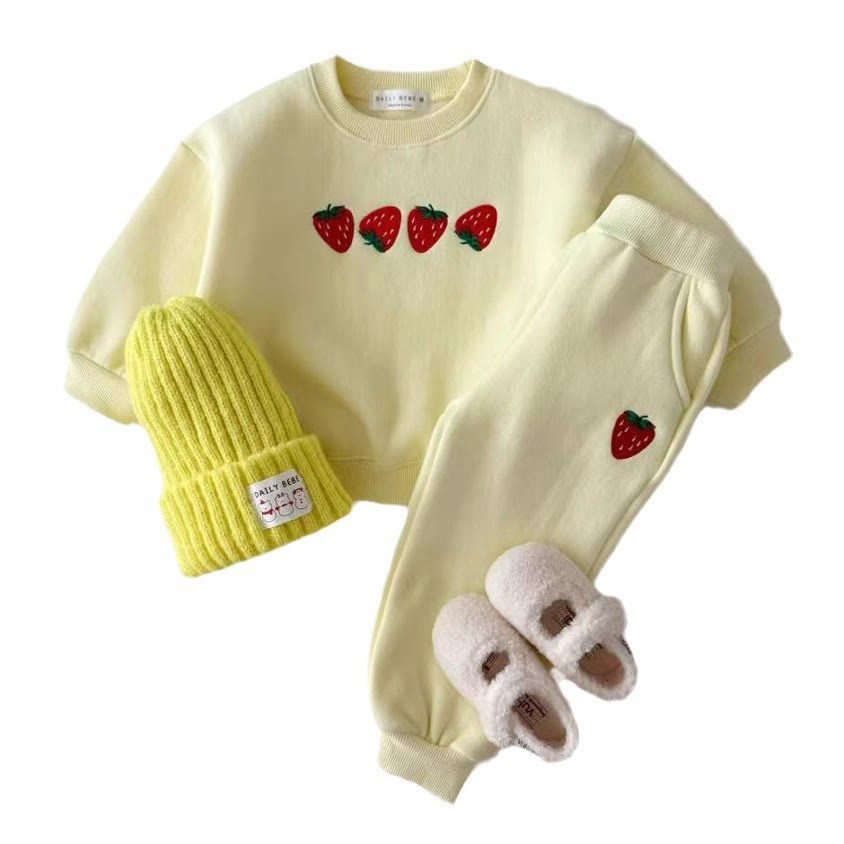 2-teiliges Sweatshirt Set mit Gestickt für Baby und Kleinkind  - Gelb - 5-7J - image 2