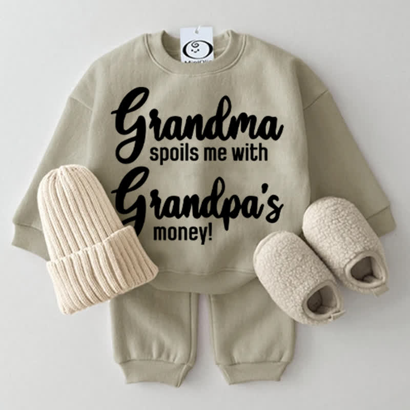 GRANDMA SPOILS ME WITH GRANDPA'S MONEY! Baby 2-teiliges Set - Grau Grün - 2-3J - image 1