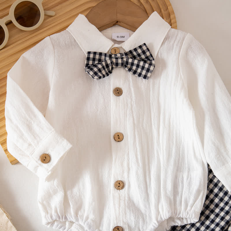 Baby Jungen Gentleman Plaid Bodysuit Overalls 2-teiliges Set - image 6