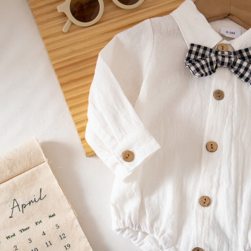 Baby Jungen Gentleman Plaid Bodysuit Overalls 2-teiliges Set - image 7