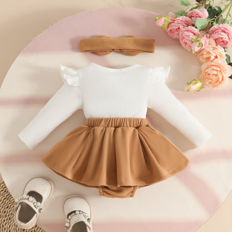 Baby Bodysuit mit geripptem Herz Rock und Stirnband - image 2
