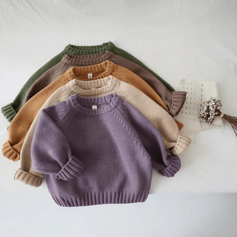 Einfarbig Pullover mit Gestrickt für Kind - image 1