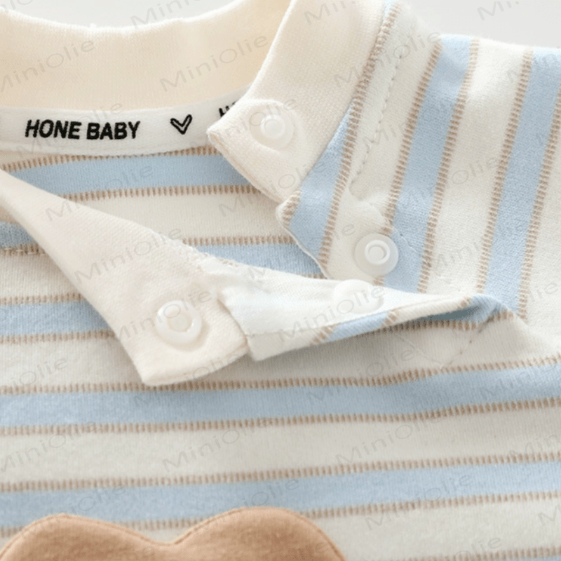 Streifen Strampler mit Bär -Patch für Baby - image 4