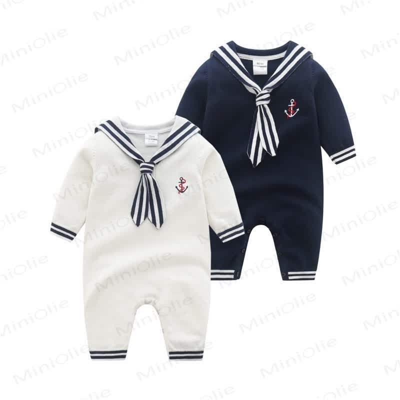 Marineblau Strick- Strampler für Baby mit Gestrickt - image 1