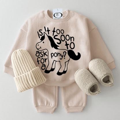 IS IT TOO SOON TO ASK FOR A PONY? Baby 2-teiliges Beige Set - Beige - 2-3J - image 1