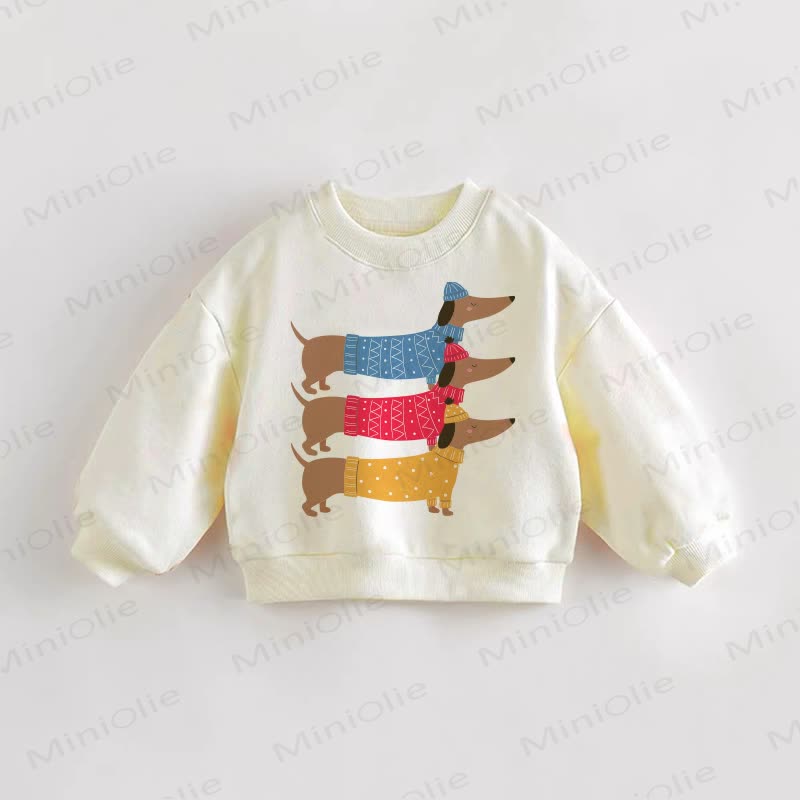 Baby Kleinkind Drei Dackel Sweatshirt - Creme - 3-5J - image 1