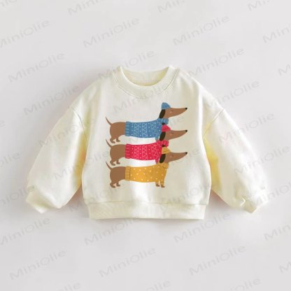 Baby Kleinkind Drei Dackel Sweatshirt - Creme - 3-5J - image 1