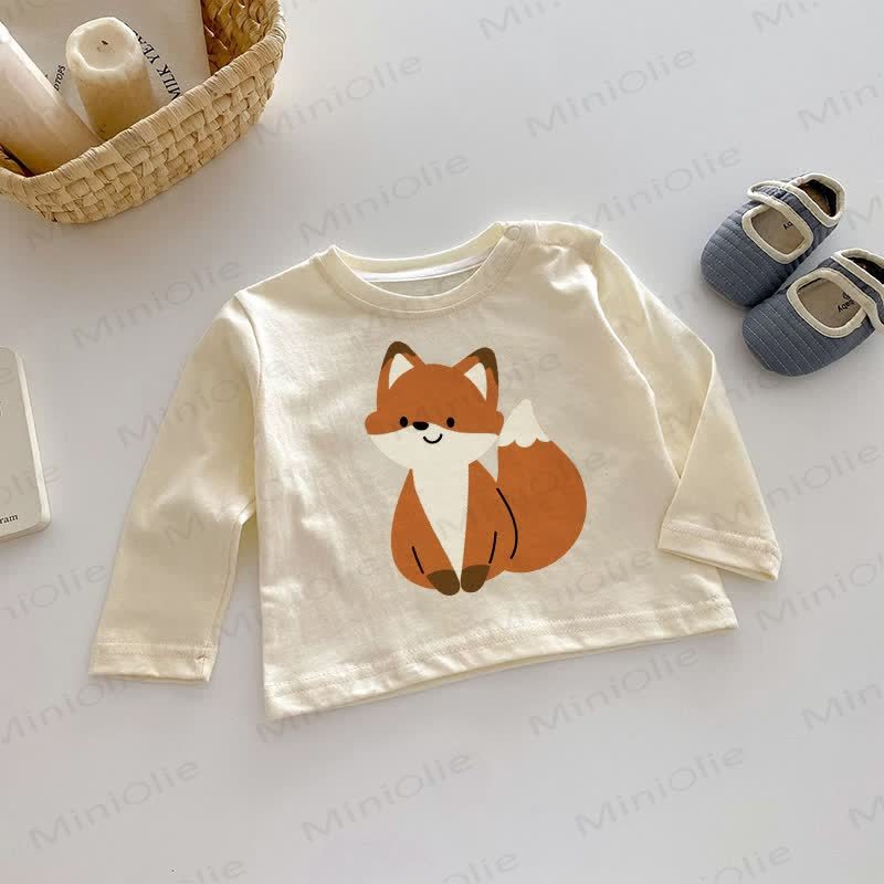 Langarm-Oberteil mit Fuchs- Spitze für Baby - Beige - 2-3J - image 1