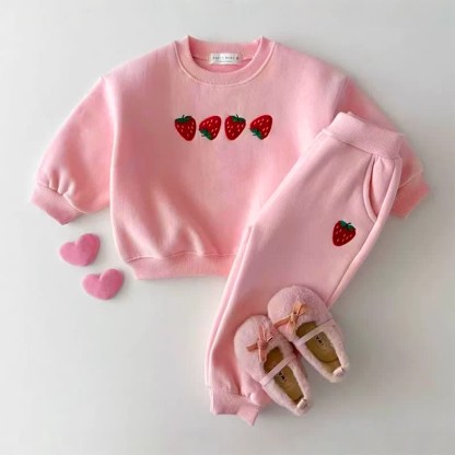 2-teiliges Sweatshirt Set mit Gestickt für Baby und Kleinkind  - Rosa - 5-7J - image 1