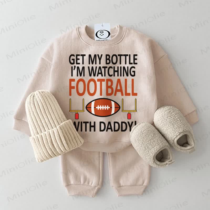 GET MY BOTTLE I'M WATCHING FOOTBALL WITH DADDY, 2-teiliges Beige Baby Set - Beige - 2-3J - image 1