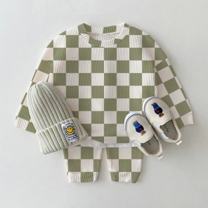 Baby Kleinkind Schachbrett Waffel 2-teiliges Set - Grün - 2-3J - image 1