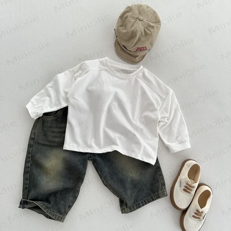 Einfarbig Casual-T-Shirt für Kind - image 9