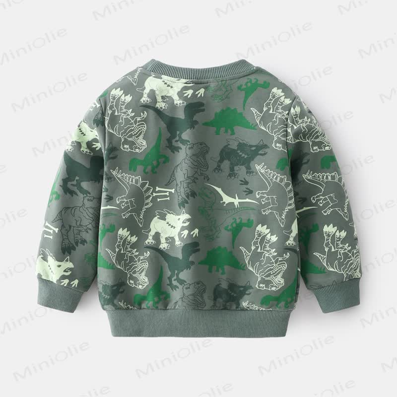 Sweatshirt mit Dinosaurier - Grau Grün - image 2