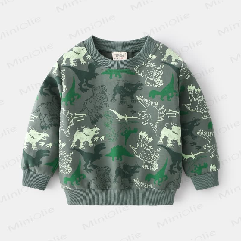Sweatshirt mit Dinosaurier - Grau Grün - Grau Grün - 8Y - image 1
