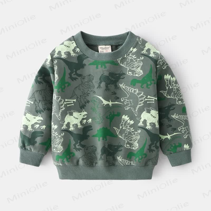 Sweatshirt mit Dinosaurier - Grau Grün - Grau Grün - 8Y - image 1