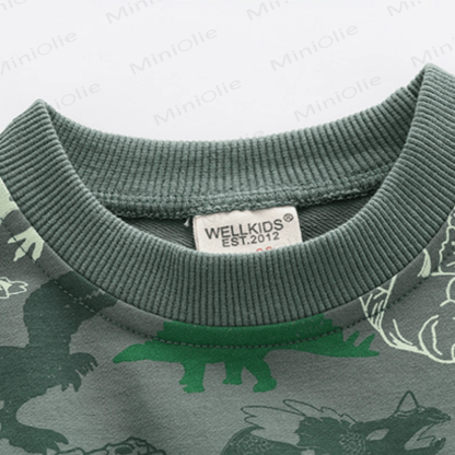 Sweatshirt mit Dinosaurier - Grau Grün - image 3