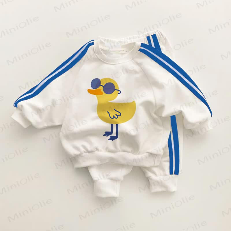Baby Kleinkind Prood Ente Blau Streifen 2-teiliges Set - Weiß&Blau - 3-5J - image 1