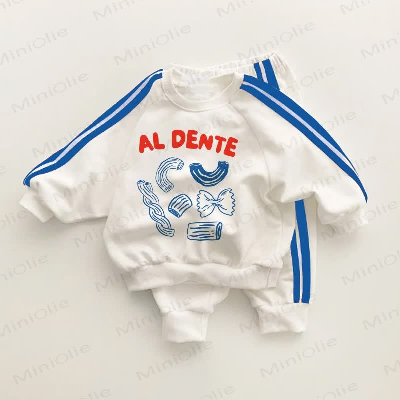 AL DENTE Baby Kleinkind Pasta Blau Streifen 2-teiliges Set - Weiß&Blau - 3-5J - image 1