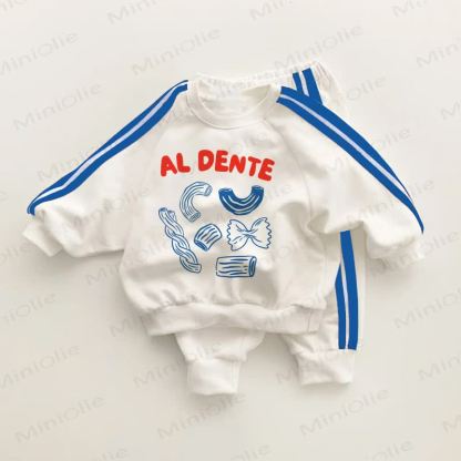 AL DENTE Baby Kleinkind Pasta Blau Streifen 2-teiliges Set - Weiß&Blau - 3-5J - image 1