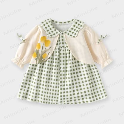 Baby Blumen Plaid / Hase - Grün - 3-5J - image 1