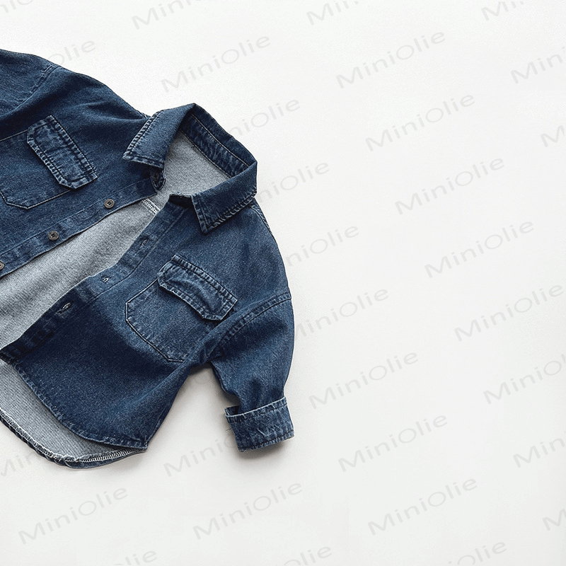 Einfarbig Denim mit Revers für Kleinkind - image 2