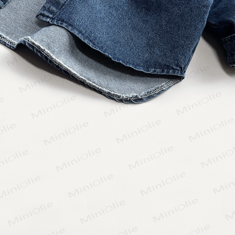 Einfarbig Denim mit Revers für Kleinkind - image 4